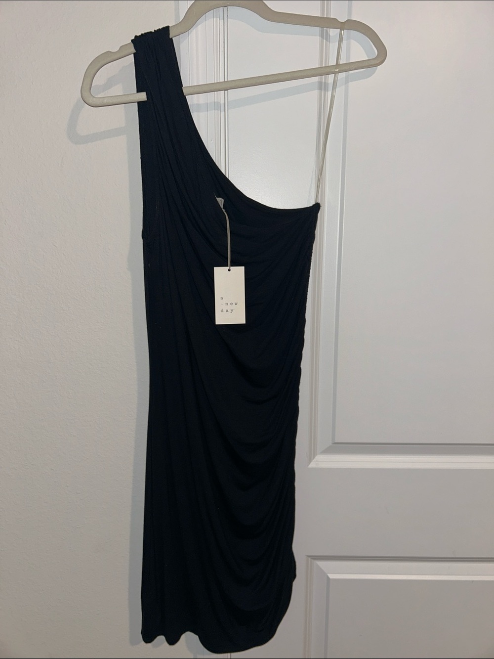 a new day Black One-Shoulder NWT Ruched Midi Dress